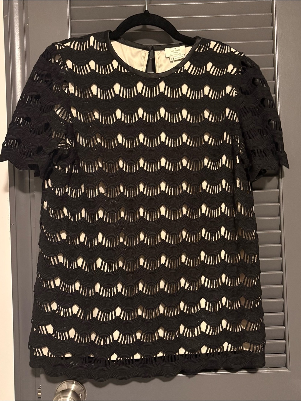 kate spade Black Lace Overlay Top with Cream Lining